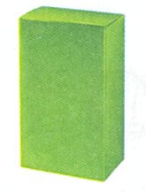 A green 3D rectangular cuboid — visually cues this is a 3-D volume problem (length × width × height), not a 2-D area problem